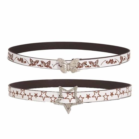 Accessories - 9385 2pcs Glitter Rhinestone Star Buckle Belt,punk Leather Waist